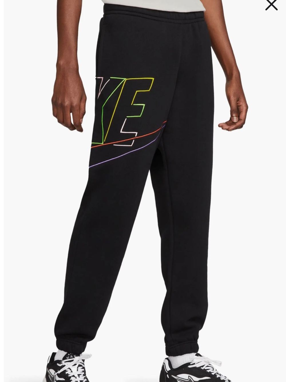 Nike Club Fleece Black Sweatpants with Multicolor Embroidered Graphic size S